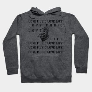 LOVE MUSIC LOVE LIFE - Black and white Punk Hoodie